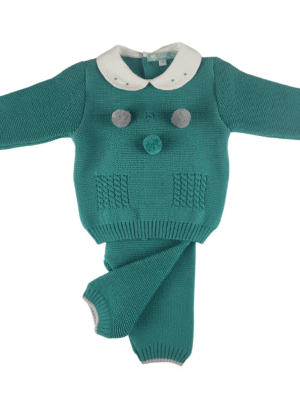 Completino orsetto verde lana