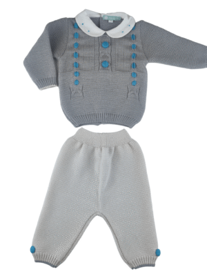 Completino bottoncini turchese lana