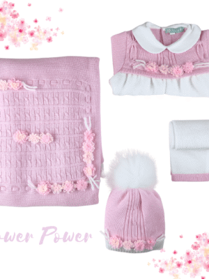 Set nascita flower power lana